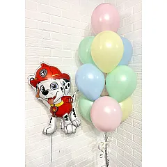 Фонтан пастельных латексных шаров с фигурой Маршала