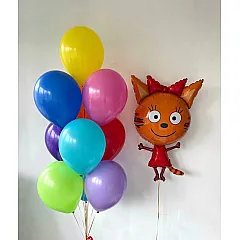 Связка разноцветных латексных шаров с фигуркой Карамельки